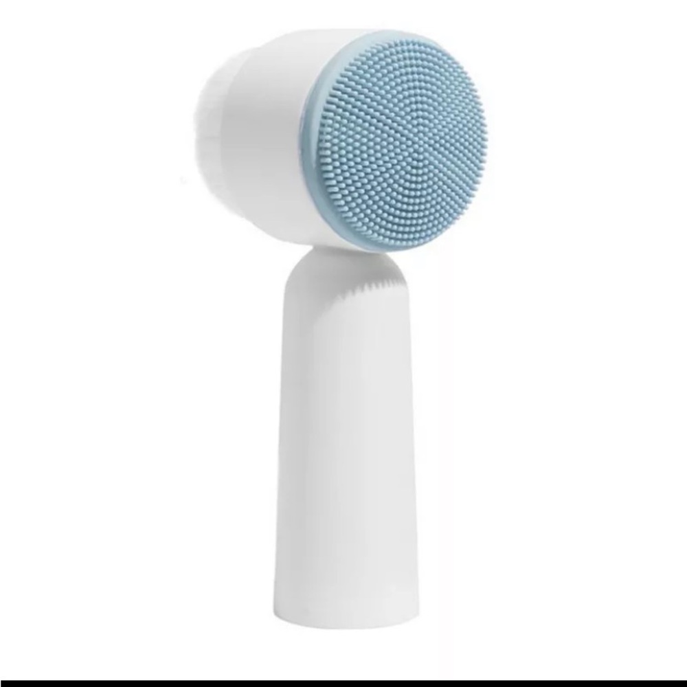 2 Pcs Facial Cleanser Brush Soft Hair Double Side Silicone Pink and Blue
